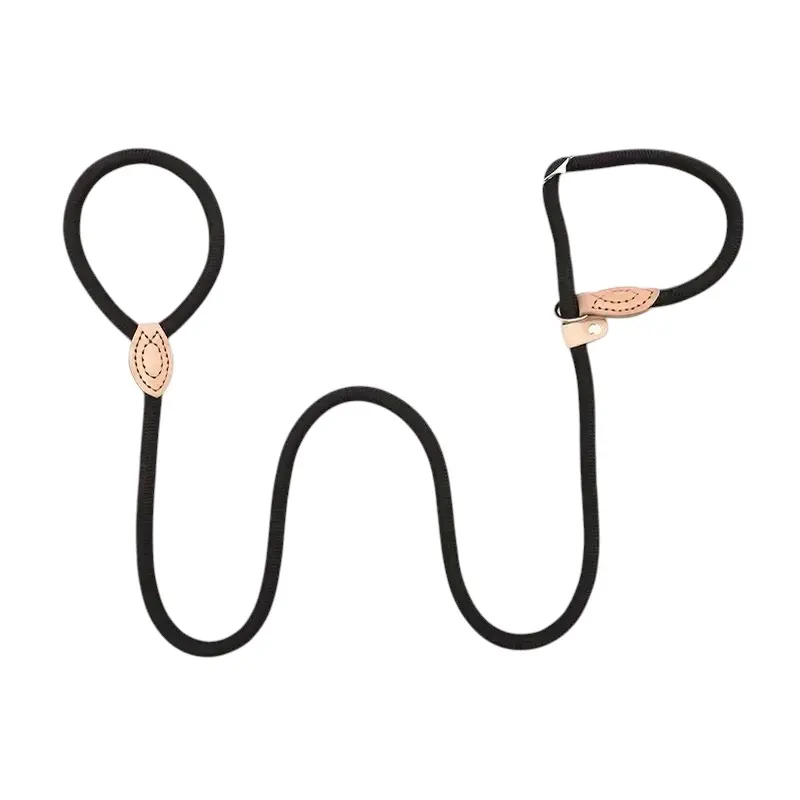 Sort slip-lead hundelenke med halsbånd - 2 str