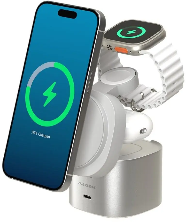 Alogic PowerPod 4-i-1 Qi2 Trådløs Laderstativ