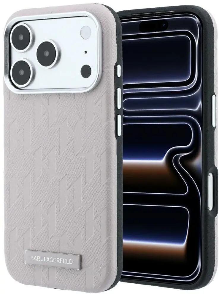 Karl Lagerfeld Grained Signature Metal Resin Logo Case for Samsung Galaxy S26 - Black