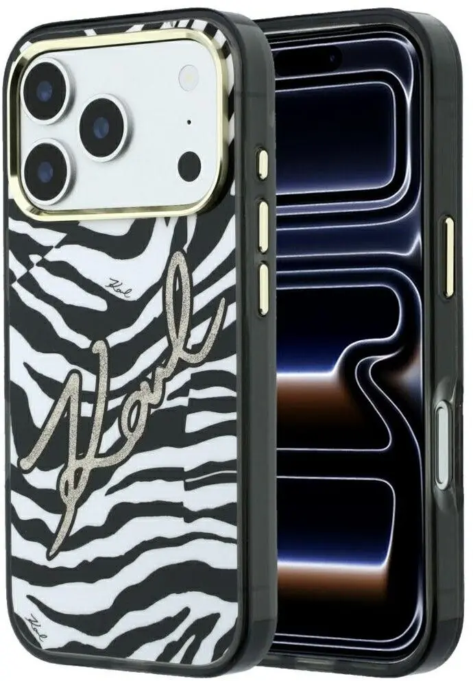 Karl Lagerfeld IML Zebra Glitter MagSafe Case (iPhone 17 Pro/18 Pro)