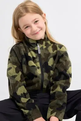 Nordbjørn Malö Fleecejakke, Camo Splash Deep Lichen Green
