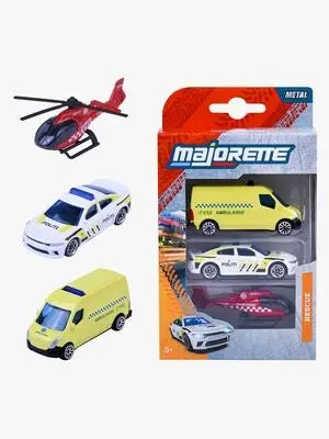 Majorette SOS Utrykningskjøretøy 3-Pack, Flerfarget
