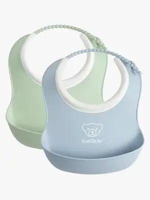 BabyBjörn Smekkesett 2-Pack, Lysegrønn/Lyseblå