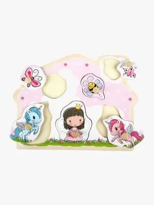 Barbo Toys Knottepuslespill Prinsesse & Enhjørning i Tre Lillie & Ellie 6 Brikker