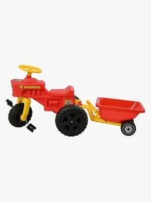 Plasto Trampetraktor Med Tilhenger, Rød