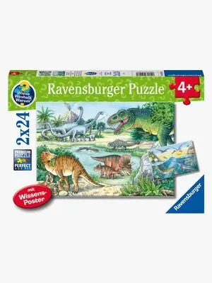 Ravensburger Puslespill Dinosaurer På Land og i Vann, 2x24 Brikker