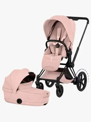 Cybex ePriam Style Duovogn, Matt Black/Peach Pink