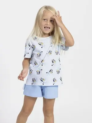 Bluey T-skjorte & Shorts, Lyseblå