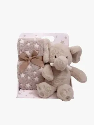 CarloBaby Elefant Fleeceteppe og Kosedyr, Beige