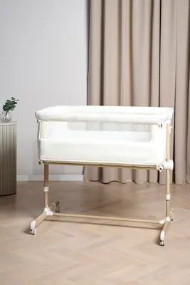 Beemoo CARE Calm Bedside Crib, Nature/White