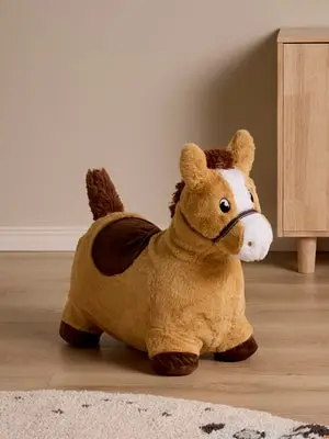 Cloudberry Castle Hest Hoppedyr med Plysjtrekk, Brun