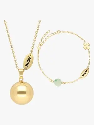 Bola Gravidsmykke med Armbånd Baby/Mum, Gullfarget