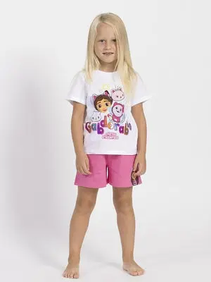 Gabby's Dollhouse T-skjorte & Shorts Sett, Hvit/Rosa