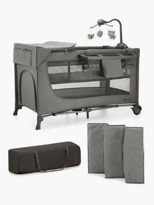 Kinderkraft JOY 2 Reiseseng med Tilbehør, Dark Grey