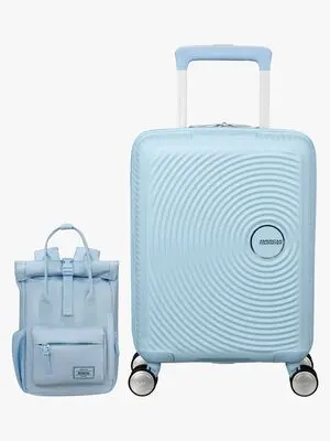 American Tourister Soundbox Mini Koffert 22L & Urban Groove City Ryggsekk 7L, Pastel Blue