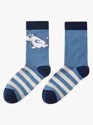 Reima Moomin Stripete Ullsokker, Blue Ocean