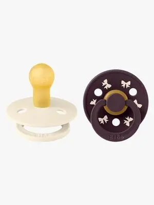 BIBS Colour Holiday Bow Smokk 2-Pakk Lateks Str 1, Ivory/Plum