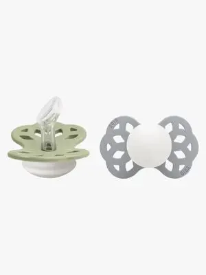 BIBS Infinity Smokker 2-Pack Silikon Str 1 Anatomisk, Sage GLOW/Cloud GLOW