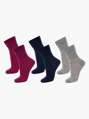 Janus Tynne Ullsokker Merinomix 3-pakk, Dark purple