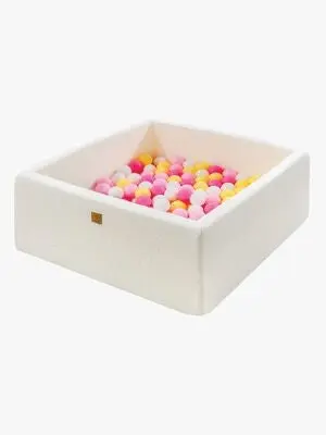 MeowBaby Boucle Square Ballbasseng, White/Pastel Pink/Light Pink/Pastel Yellow