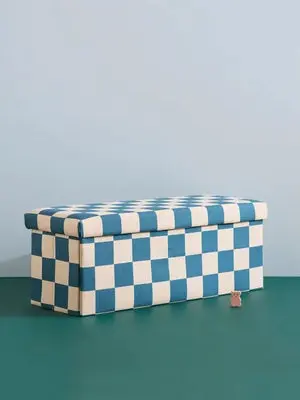 Kid's Concept Puff med Oppbevaring Kvadrat 80 cm, Blågrønn
