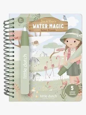 Little Dutch Rosa Safari Fargeleggingsbok Water Reveal