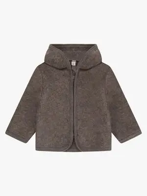 Huttelihut Ullfleecejakke Merino med Ører, Brown Melange
