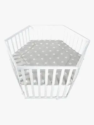 Roba Hexagon Lekegrind med Hjul, Little Stars White