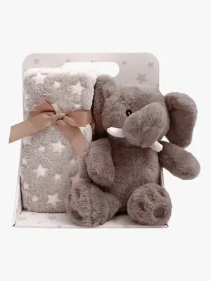 CarloBaby Fleeceteppe og Kosedyr Elefant, Brun