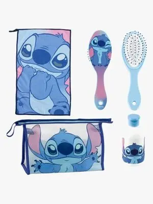 Disney Stitch Toalettmappe med Håndkle Hårbørste & Flaske