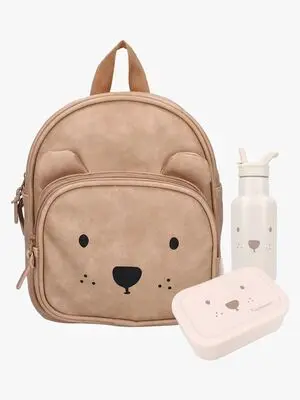 Kidzroom Beary Excited Ryggsekk 5L, Flaske & Matboks, Sand