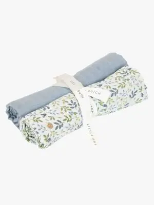 Little Dutch Forest Adventure & Denim Blue Musselintepper 2-Pakk, Blå