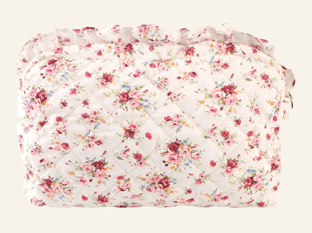 Rose ruffle large toalettmappe hvit