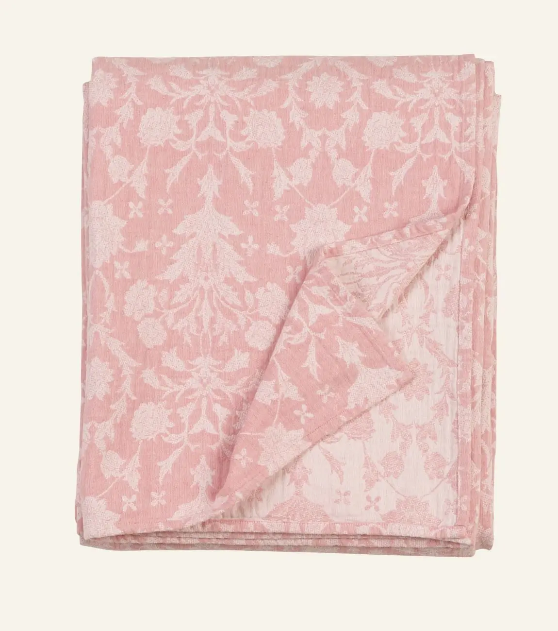 Flower Jacquard sengeteppe rosa