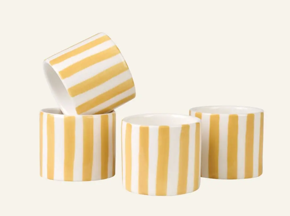 Atelier stripe 4 pk serviettringer gul