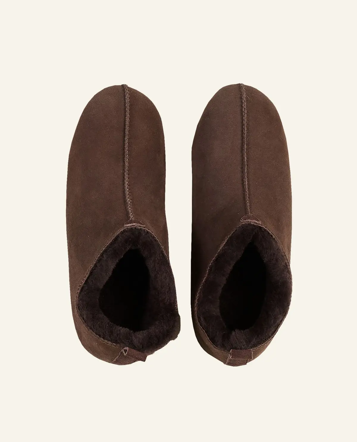 Woolen skinntøfler mørk brun