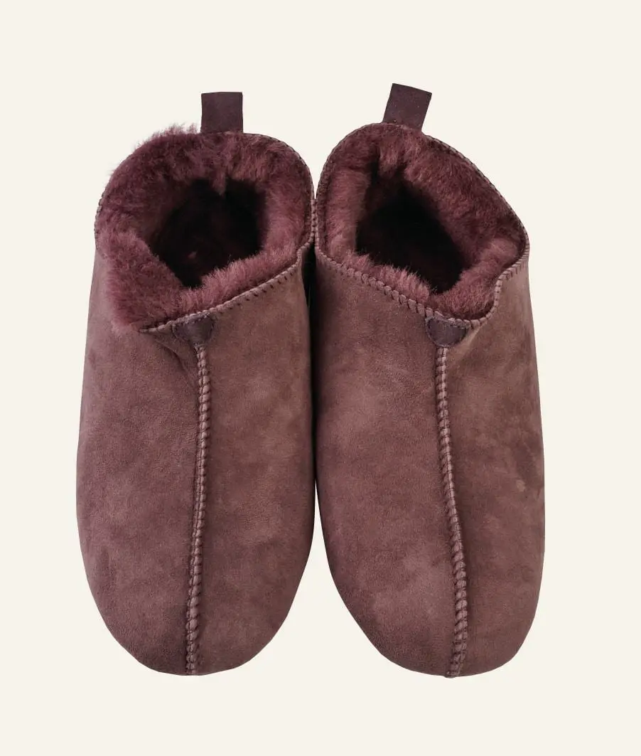 Woolen skinntøfler burgunder