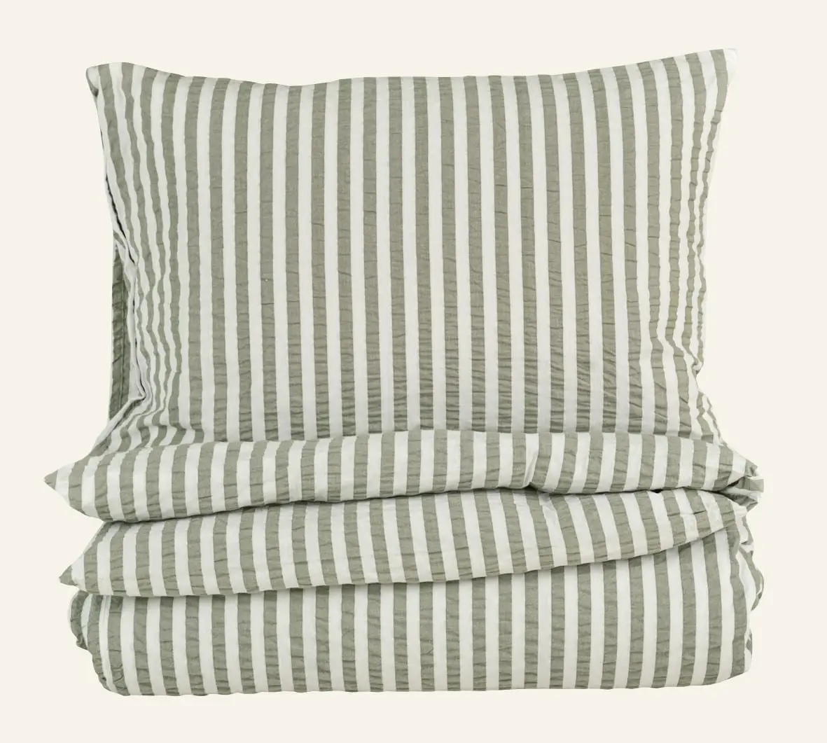 Atelier krepp sengesett olivengrønn