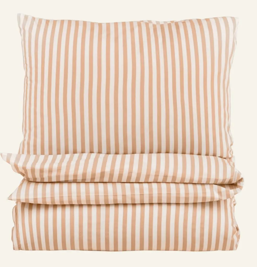 Classic stripe bomull sengesett korall