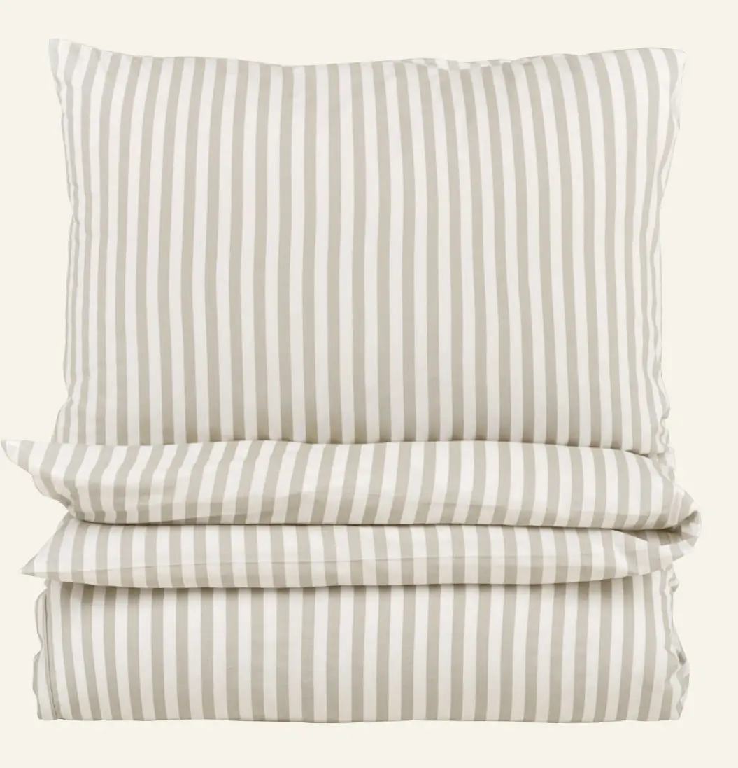 Classic stripe bomull sengesett beige