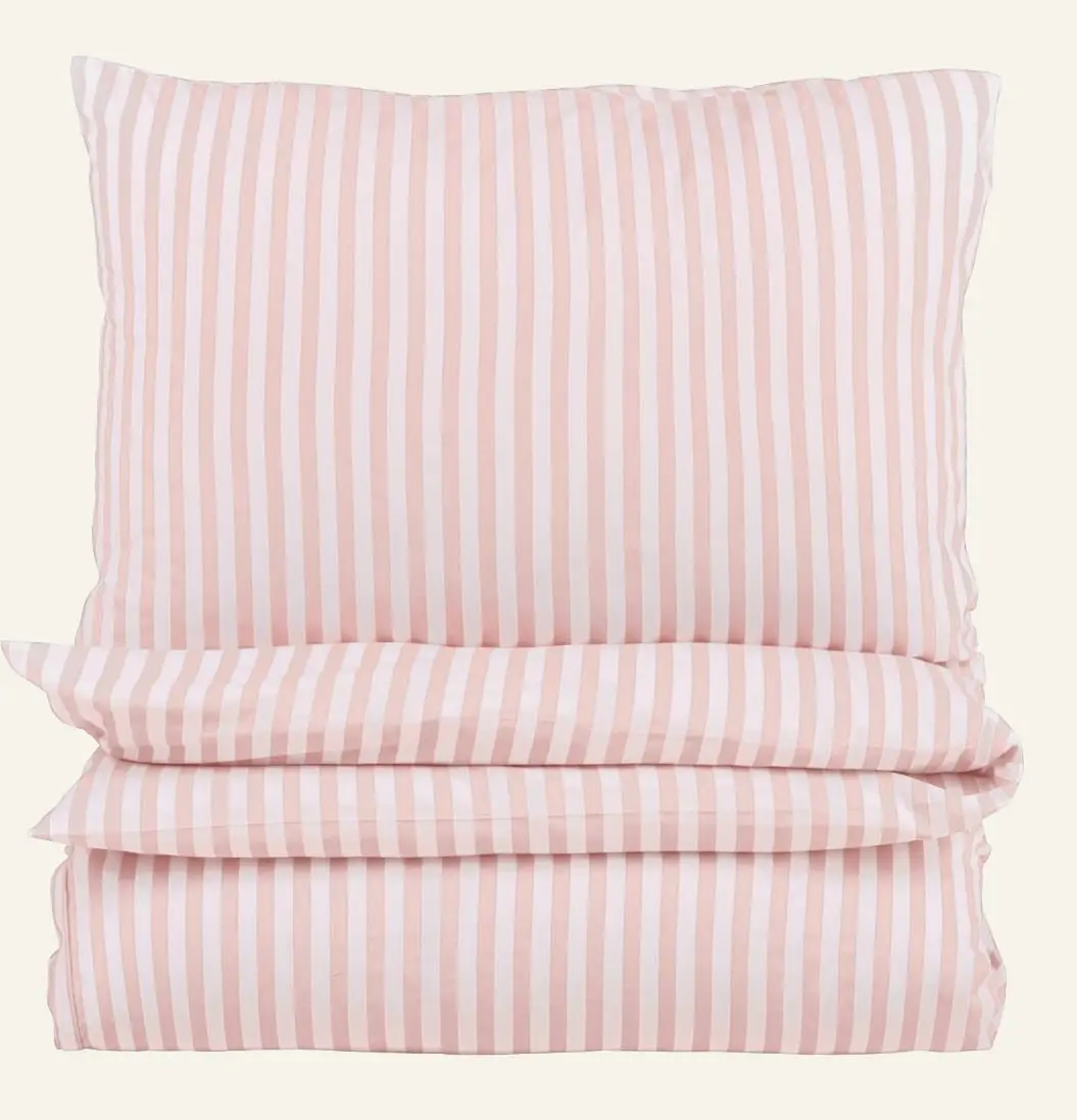 Classic stripe bomull sengesett rosa