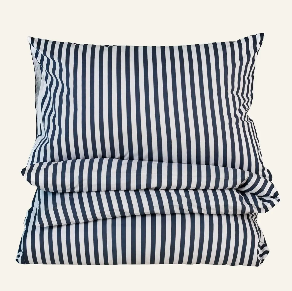 Classic stripe bomull sengesett marineblå