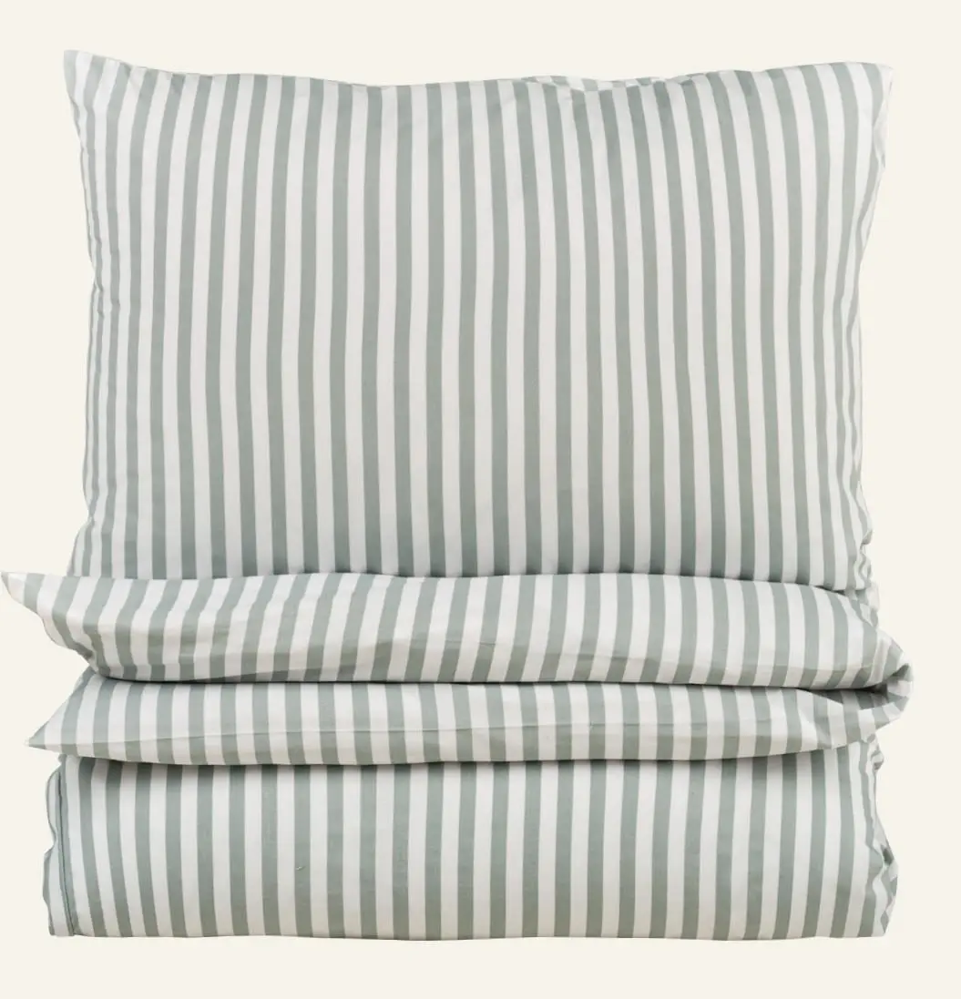 Classic stripe bomull sengesett grønn