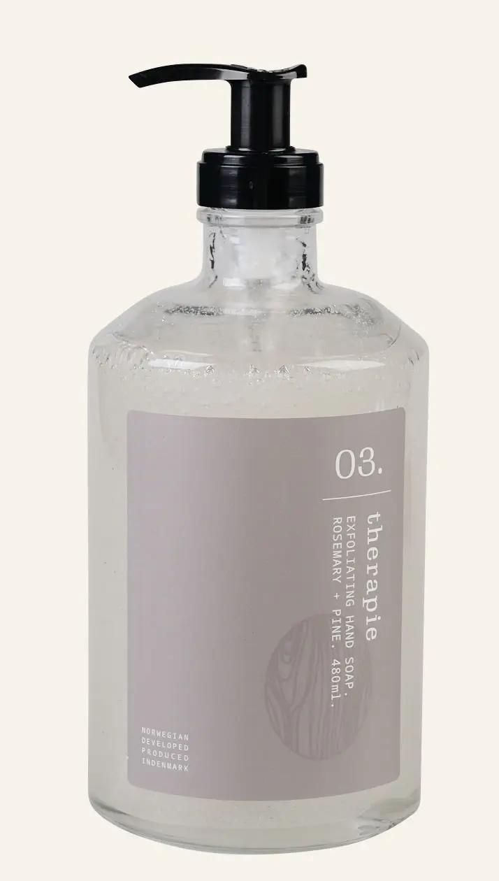 Therapie Rosemary & Pine exfolierende håndsåpe transparent