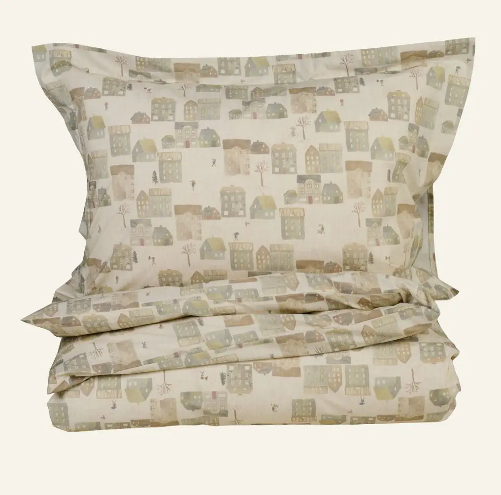 Autumn Village percale sengesett multi