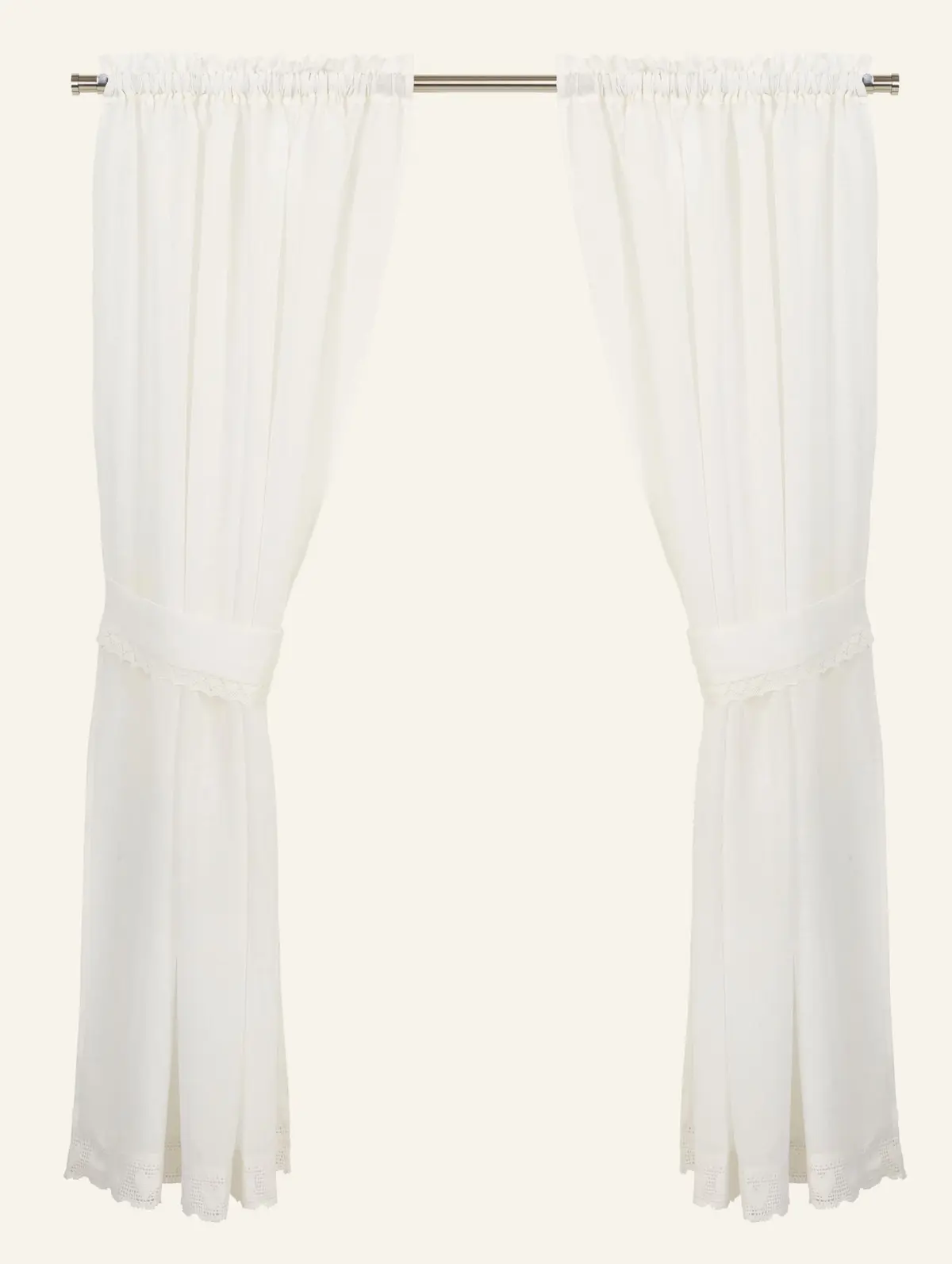 Heklehjerte gardinfag offwhite