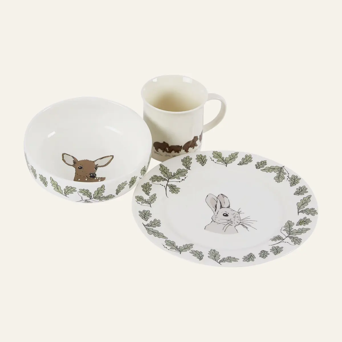 Wooden Animals frokostsett multi hvit