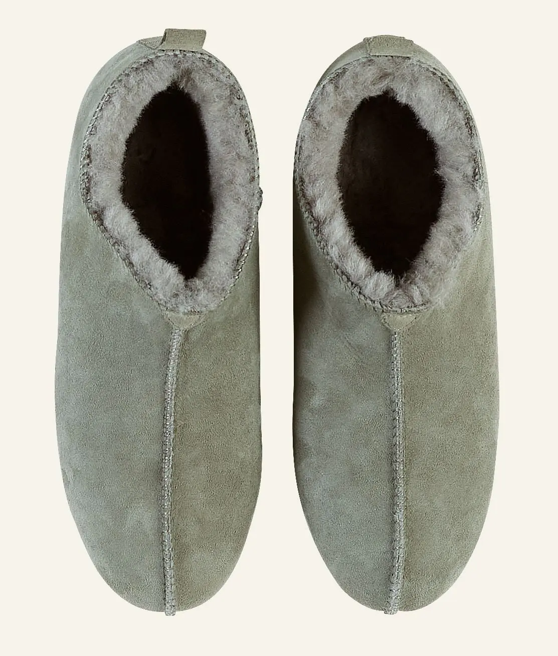 Woolen skinntøfler olivengrønn