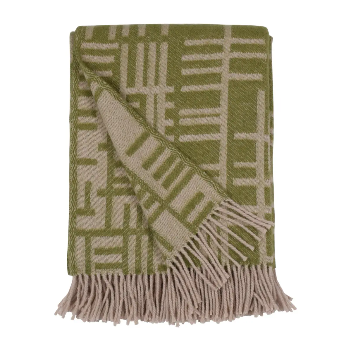 Pickepin pledd 130x170 cm, Mosegrønn-beige
