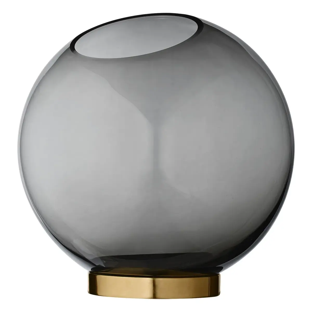 Globe vase large, sort-messing